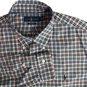 Ralph Lauren Button Down Plaid Dress Shirt Mens Performance Long Sleeve XXL Pony